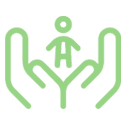 A green icon of a person with hands on their hips.